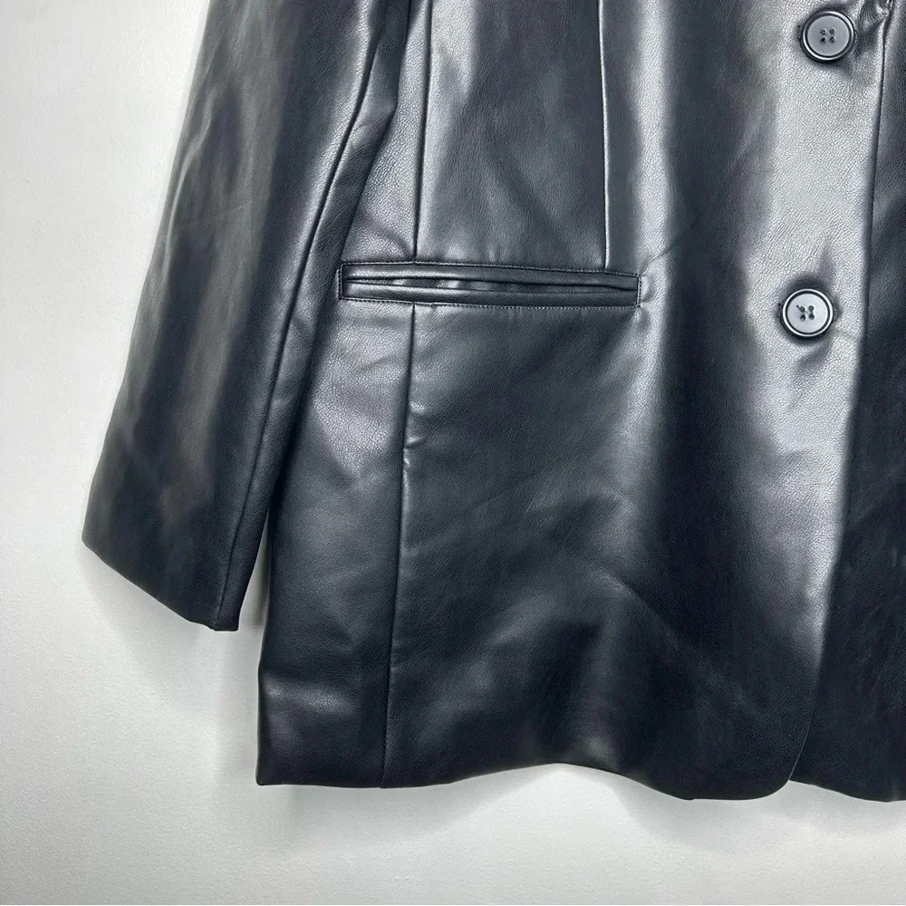 Rebecca Minkoff NWT Black Faux Leather Blazer Size Large - Picture 6 of 9
